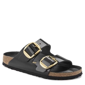 Birkenstock Arizona Big Buckle Sandaler, High Shine Black 
